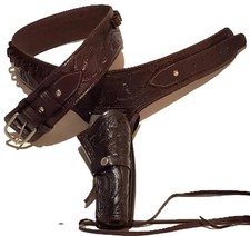 Tooled leather western gun - western,