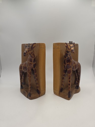 Pair wooden giraffe - giraffe, bookends