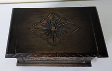 VINTAGE WOODEN ETCHED PATTERN SWISS THORENS MUSICAL BOX PLAYS AULD LANG SYNE