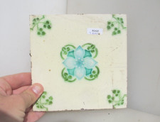 Antique Ceramic Tile Vintage Floral Art Nouveau Flowers Old Leaf Edwardian