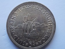 South Africa 1952 Five Shillings 0.500 Silver Tercentennial Crown George VI