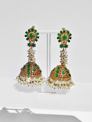 Green jhumkay with - green,