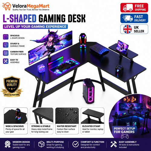 Shaped gaming desk 120x120cm - l,