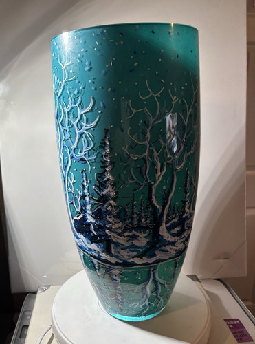 Hand painted art glass vase - hand,
