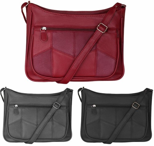 Ladies leather look handbag - leather,