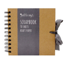 6" Square Kraft Paper Scrapbook Photo Album Book Wiro Bound Ribbon Tie 7560