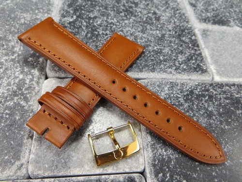 18mm calf leather strap - leather, honey