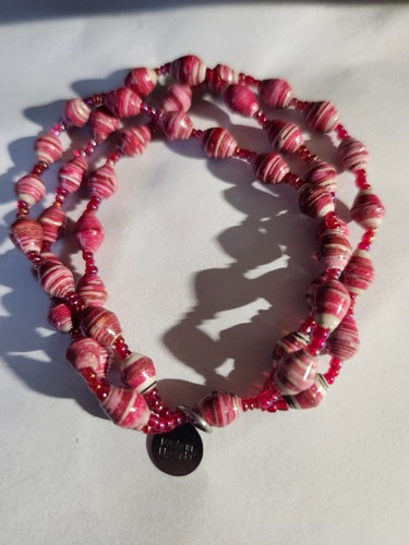 Handmade pink paper bead - handmade,