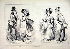 Original Old Antique Print