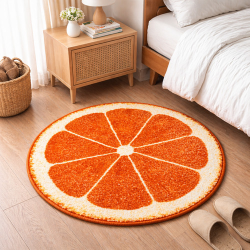 Orange round rug tropical - orange,