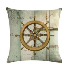 18x18" Nautical Sailing Compass Throw Pillow Case Decorative Linen Cushion Cover