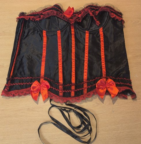 Ladies 5xl black red corset - red,