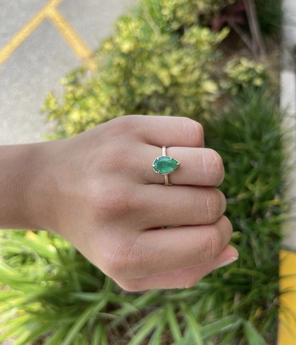 Emerald ring 14k solid gold - emerald,