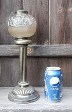 Antique H&H Hukin & Heath Silver Plated Reeded Column Oil Lamp Font 32mm Thread