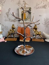 NEXT Jewellery Stand - Owl in a Tree in Saucer - Silver Coloured 34.5cm Tall