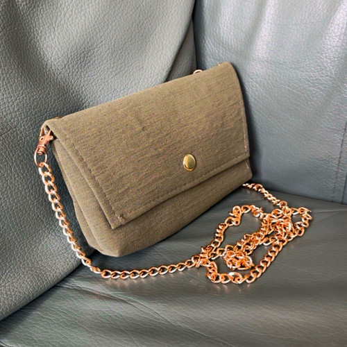 Green canvas shoulder bag gold - canvas,