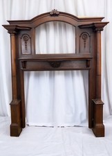 ANTIQUE SOLID OAK GEORGIAN REVIVAL FIRE SURROUND OVER MANTLE PERIOD FIREPLACE