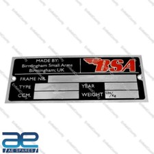 Bsa data plate - bsa, gold