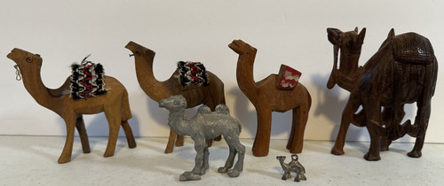 Vintage hand carved wood - , camel