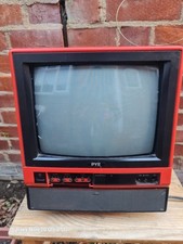 vintage pye  27Ke 1115 portable TV .original remote an headphones integrated.