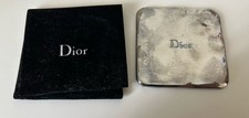 Vintage Dior Pocket Mirror Compact Square Mottled Abstract Metal Silver Tone