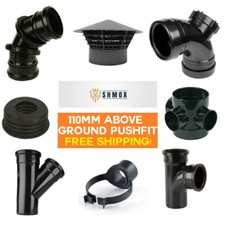110mm BLACK Above Ground FITTINGS | PUSHFIT | Bend | Access | Boss | Reducer
