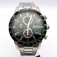 NEW GENUINE BOSS HB1513509 RAFALE SILVER & BLACK TONE MEN'S WATCH