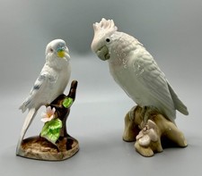 ⭕ VINTAGE PORCELAIN BIRD FIGURINES ROYAL DUX COCKATOO  JAPAN BUDGIE HAND PAINTED