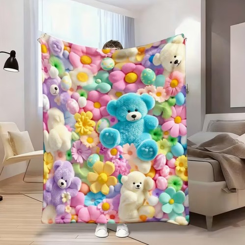 Teddy bear flannel - flannel, throw
