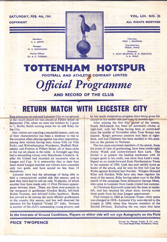 1960 1961 tottenham - ,