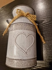 Shabby Chic Galvanised  Milk Can Metal Vase  Jug Ornament. Preowned Preowned.