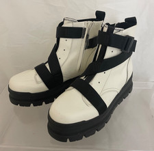 UGG® AUSTRALIA SID WHITE LEATHER ZIP UP BIKER BOOTS UK 8 EUR 41