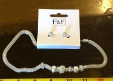 Earrings Necklace Set Silver