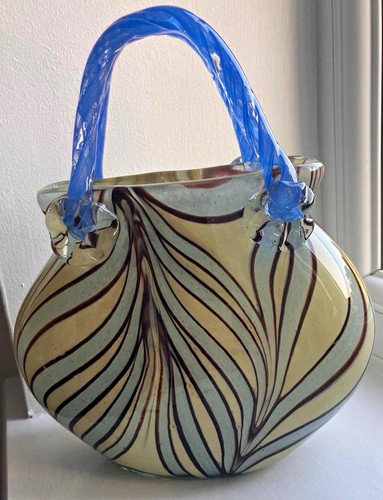 Hand blown art glass handbag - blown,