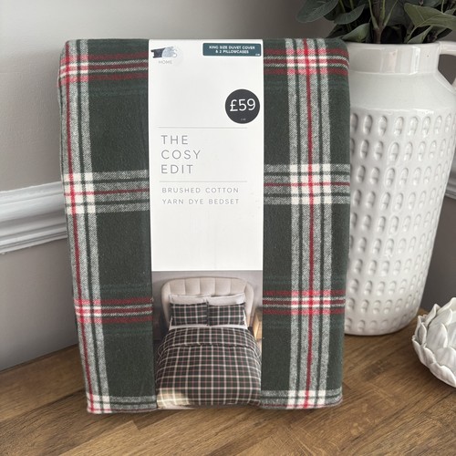 Home green plaid brushed - green,