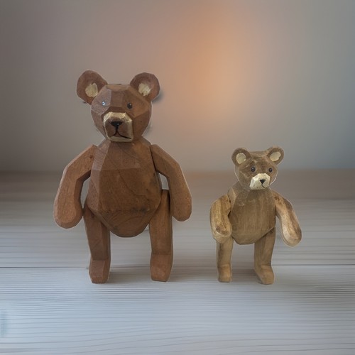 Wooden decorative teddy bears - wooden,
