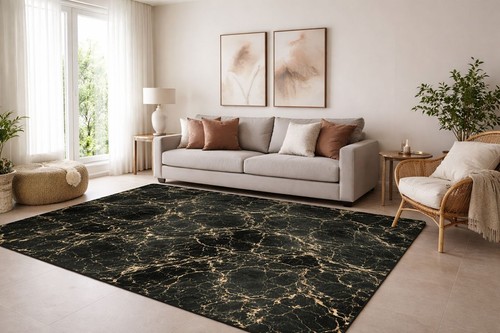 Marble effect rug large soft - marble,