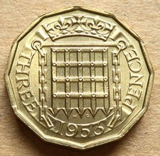 1953 Brass Threepence. Brilliant Uncirculated.