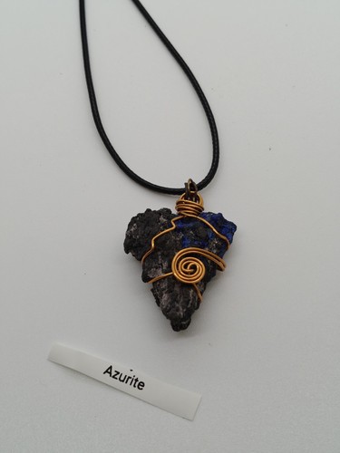 Azurite rock wire - azurite, wrapped