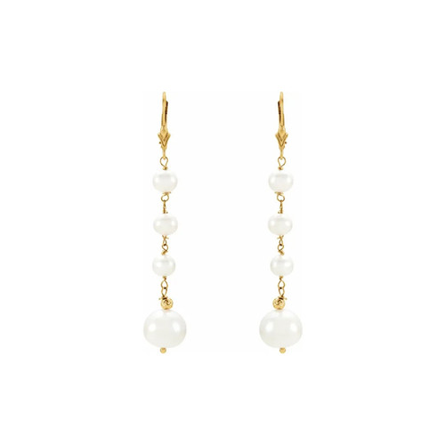 14k yellow gold cultured white - cultured,