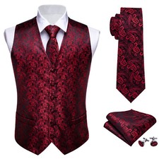 Mens Waistcoat Burgundy Red