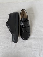 New WO Tags PETASIL black leather boys school shoes hook rip close eu 40 Uk 7