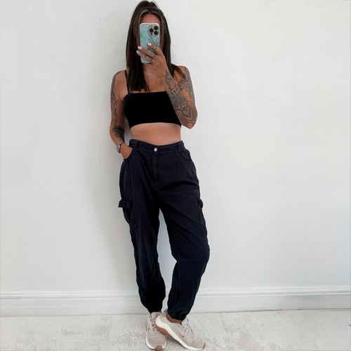 Ladies navy cargo trousers - ladies,
