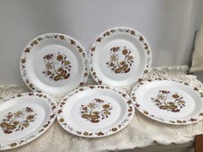 Vintage Arcopal Milk Glass Brown Onion Design Dinner Plates 10 ins wide x 5