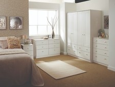 Ready Assembled Albany White Wardrobe Drawers Complete Bedroom Furniture Set