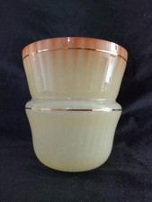 Lamp Shade Orange Colour Glass Light Stripped Ribbed Pattern Vintage Table