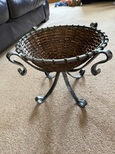 Wicker And Pewter Fruit Bowl