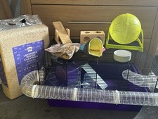 Purple Wire Pets at Home Hamster Cage with Bonus Accessories and Essentials