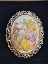 Vintage Porcelain Cameo Brooch