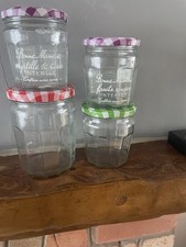 BONNE MAMAN GLASS JARS EMPTY & LIDS VARIOUS SIZES x 4 